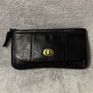 Keir Black Leather Clutch Wallet Polka Dot Lining Made in India